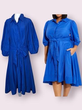 NWT Ashley Stewart Button Up Shirt Dress Royal Blue Size 18/20